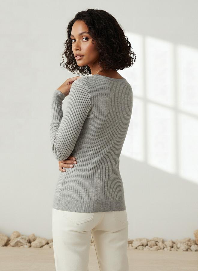 2Xtremz Slim Fit Textured Round Neck Tricot Sweater - Image 3