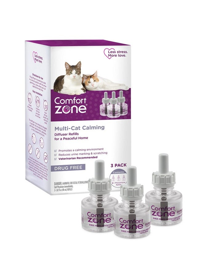 Comfort Zone Comfort Zone 3 Pack MultiCat Diffuser Refills; Cat Calming Pheromones Help Anxiety; 30-day refills  - Image 1