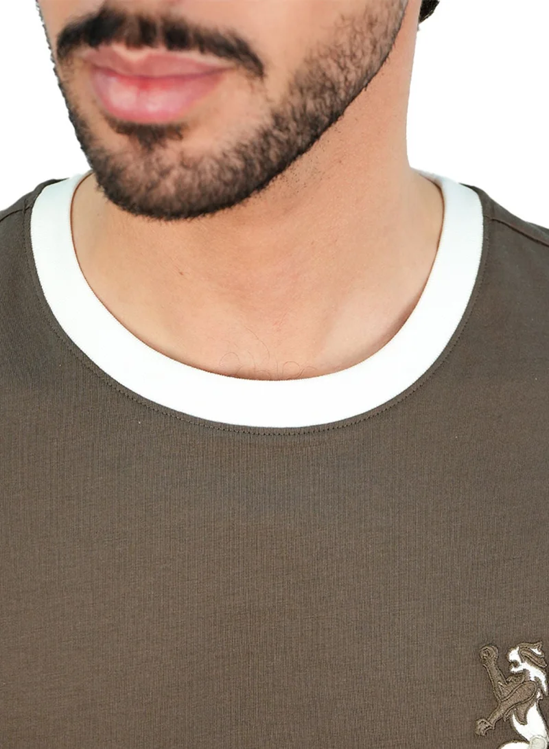 GIORDANO  Men’s Slim Cotton Crew Neck Tee with Embroidery for Men | Best Price UAE