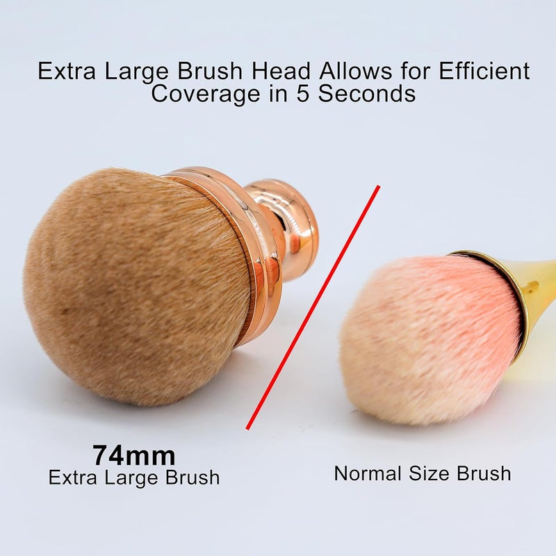 DRIPOO Extra Large Body Makeup Brush For Self Tanner Self Tan Back Applicator 74mm Wide-headed Kabuki Brush For Bronzers Blend Self Tanning Applicator Oval Face Leg Makeup Brush With Drawstring Bag - Image 3