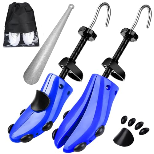 eachway Shoe Stretcher Shoe Trees,Adjustable Length & Width for Men and Women (M(for M's Us6.5-10; Wm's Us10-13.5) Blue) - Image 1