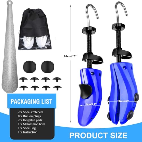 eachway Shoe Stretcher Shoe Trees,Adjustable Length & Width for Men and Women (M(for M's Us6.5-10; Wm's Us10-13.5) Blue) - Image 3