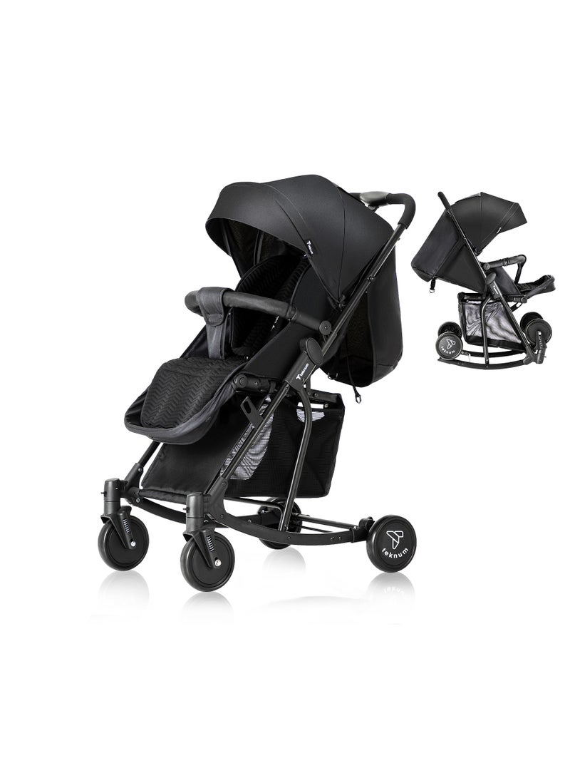 Teknum Stroller With Rocker with Blue Styler Fashion Diaper Bag- Black - Image 2