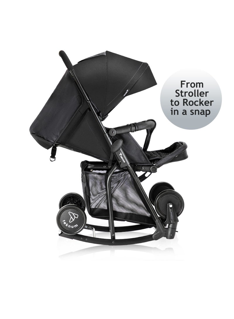 Teknum Stroller With Rocker with Blue Styler Fashion Diaper Bag- Black - Image 5