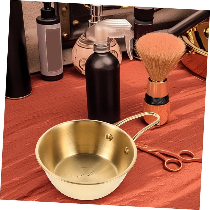 Large Stainless Steel Beard Shaving Bowl with Gold Handle Foaming Soap Mug for Grooming - Image 5