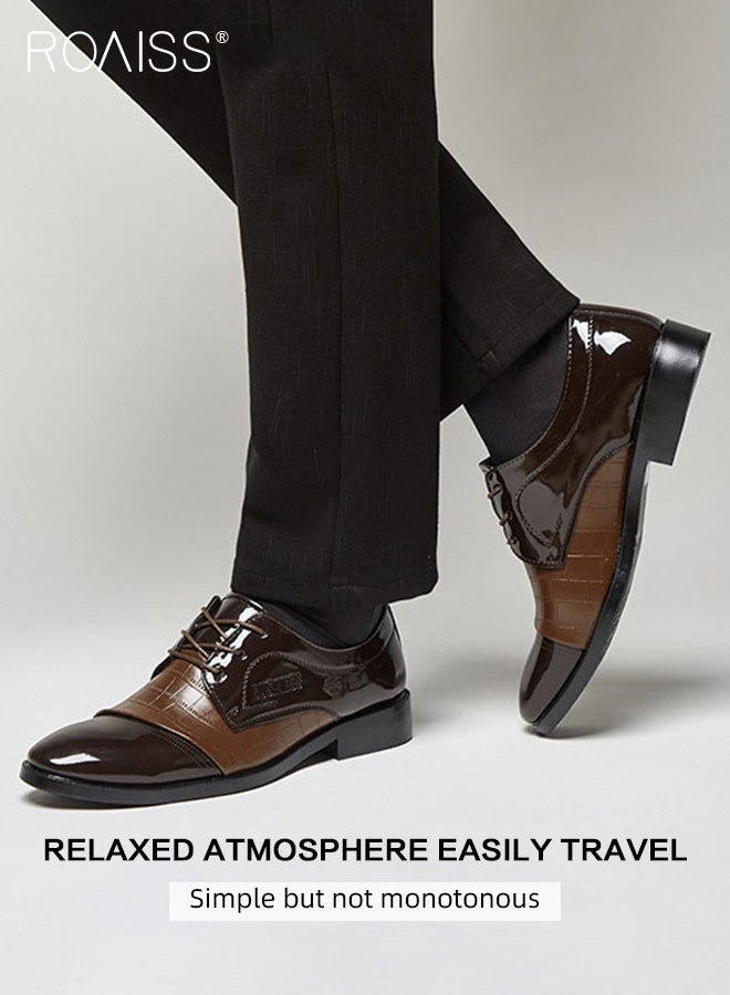 roaiss Men Leather Shoes, Low Top Lace-up Formal Shoes with Non Slip Sole, Stylish Dress Shoes for Men, Simple Classic Business Leather Shoes, Suitable for Daily Wear, Business, Wedding and Outdoor Activities - Image 1