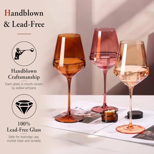 SIPBYSOP Colored Wine Glasses Set of 6, Handblown Colored Wine Glasse,Coloful Glassware,17OZ for Red or White Wine,Wedding Gift, Anniversary, Christmas, Birthday Wine Glass,Mothers Day Gifts,Gifts for My Wife - Image 3
