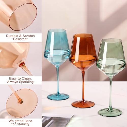 SIPBYSOP Colored Wine Glasses Set of 6, Handblown Colored Wine Glasse,Coloful Glassware,17OZ for Red or White Wine,Wedding Gift, Anniversary, Christmas, Birthday Wine Glass,Mothers Day Gifts,Gifts for My Wife - Image 5