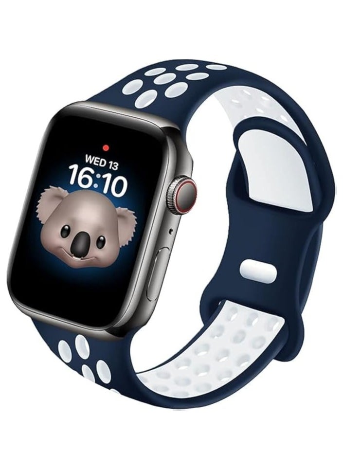Generic - Compatible with Kids Apple Watch Band 42mm 44mm 45mm 49mm Soft Silicone Sp for Boys Girls, Breathable ort Wrist Strap Compatible with iWatch Series 8/7/6/5/4/3/2/1/SE/Blue @ White - Image 1