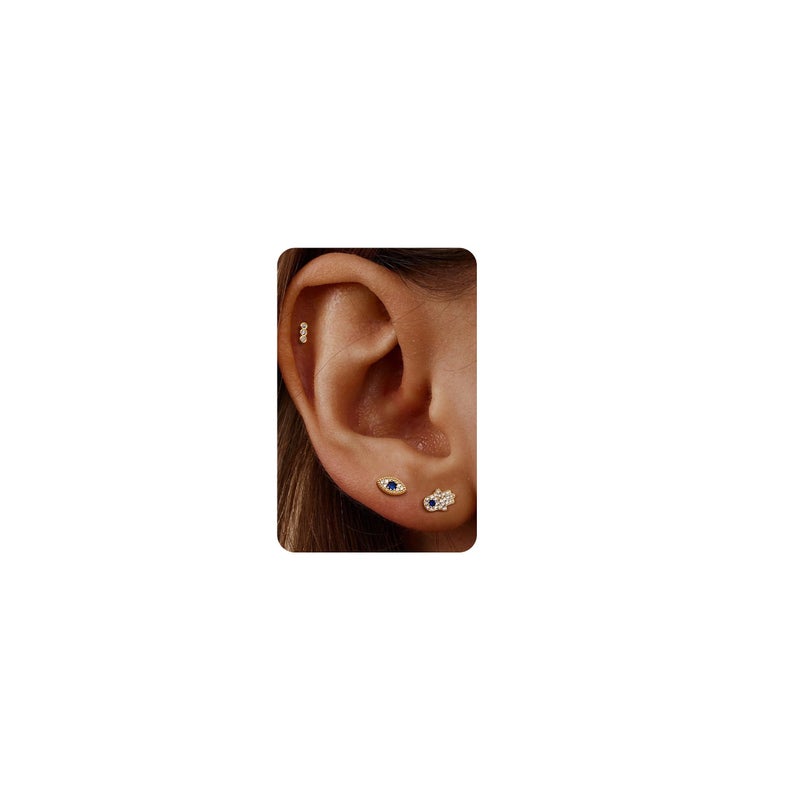 KRFY Gold Flat Back Stud Earrings for Women - Small Hypoallergenic 925 Sterling Silver Post Cartilage Earring 14K Gold Plated Dainty Tiny Cubic Zirconia Studs Earrings Helix Piercing Jewelry Stud Earrings for Women - Image 1