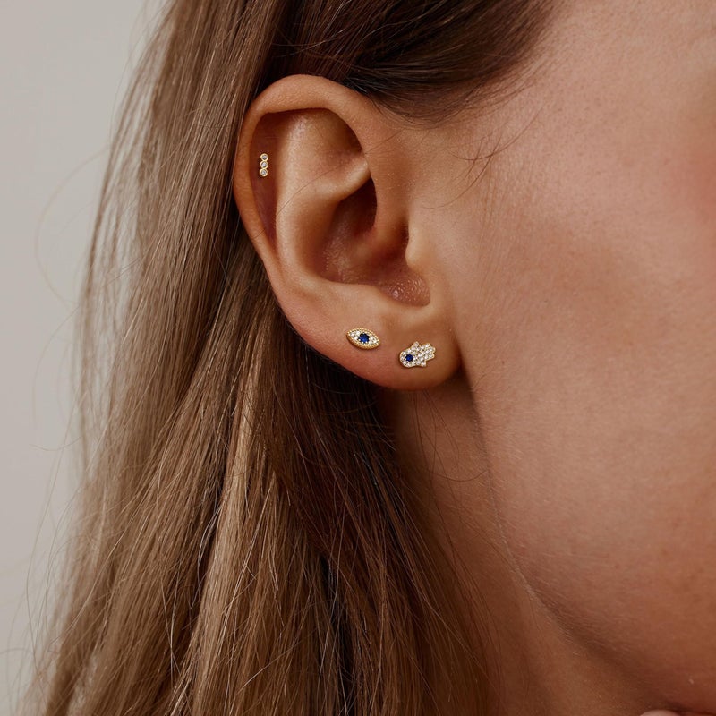 KRFY Gold Flat Back Stud Earrings for Women - Small Hypoallergenic 925 Sterling Silver Post Cartilage Earring 14K Gold Plated Dainty Tiny Cubic Zirconia Studs Earrings Helix Piercing Jewelry Stud Earrings for Women - Image 3