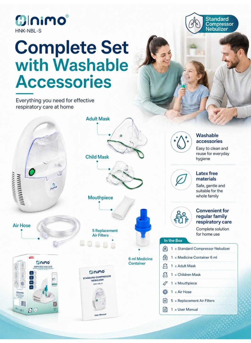 Nimo HNK-NBL-S Standard Compressor Nebulizer with Adult & Child Masks - Image 3