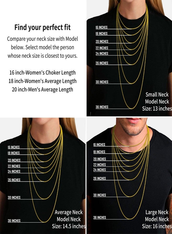 ASHINE Gold Chain Necklace Long Thin Dainty Box Chain for Women 18 inch Simple Lobster Clasp Non Tarnish cadenas e oro 14k puro para mujer Gold Pendant Necklaces for Women Valentine Jewelry - Image 5