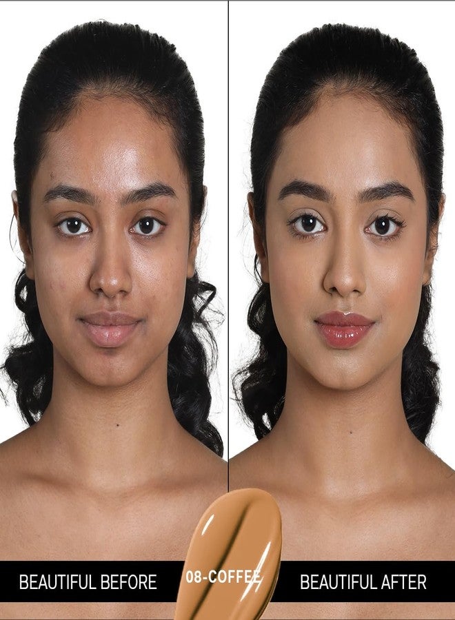 FLiCKA Flawless Femme Liquid Foundation for Face Makeup 30ml | Medium to High Coverage, Buildable | Natural, Waterproof & Moisturizing | All Skin Types | 08 Coffee - Image 2