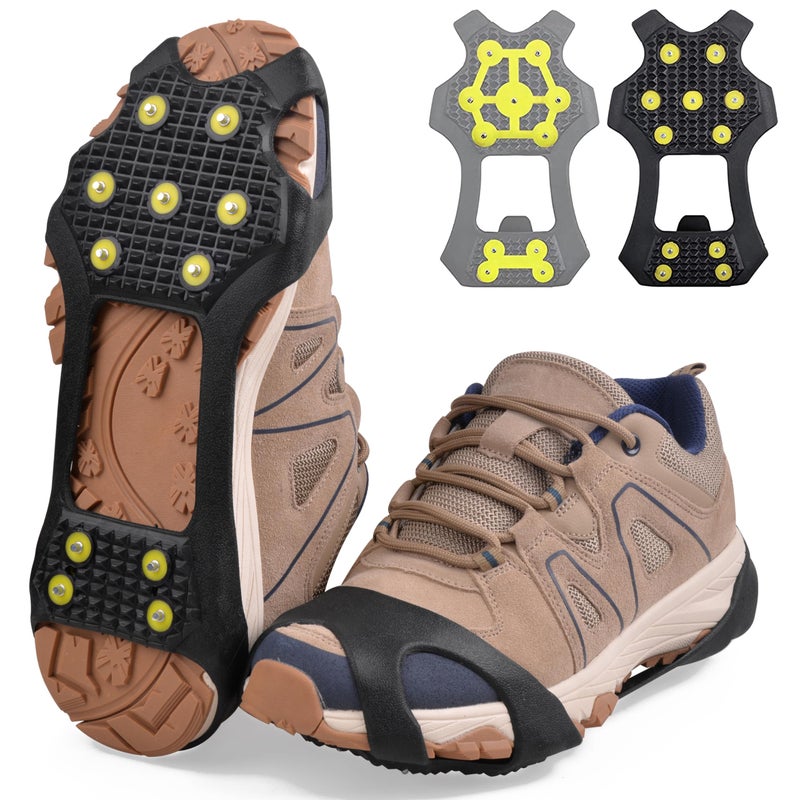 FUSIGO Crampons Ice Cleats for Shoes and Boots, 11 Studs Snow Cleats Anti Slip Shoe Spikes for Snow Ice Men Women Slip-on Stretch Footwear (Medium(5.5-8.5 men/7-10 Women)) - Image 1