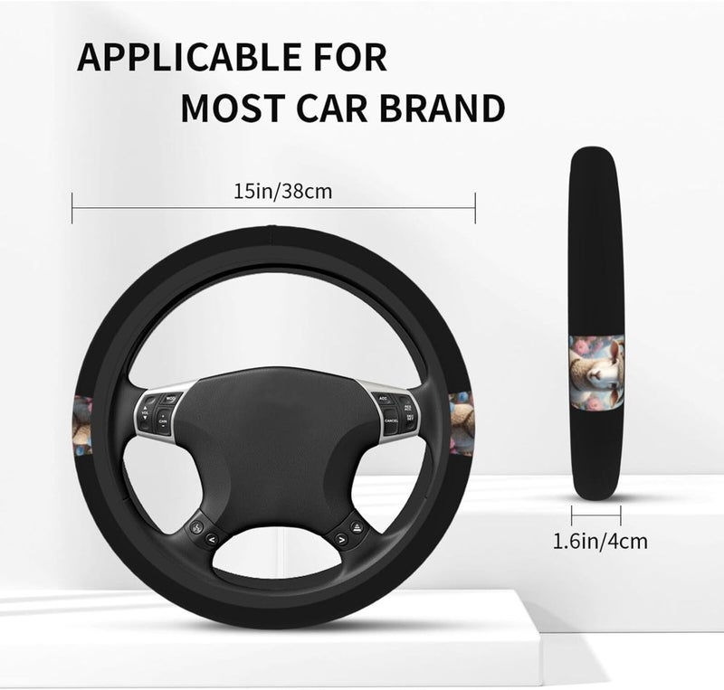 Floral Ram Fantasy Art Steering Wheel Cover for Women Men Steering Wheel Grip Wrap for Car 15 Inch - Image 4