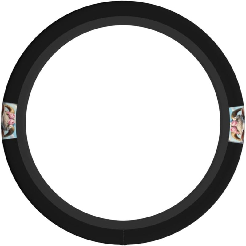 Floral Ram Fantasy Art Steering Wheel Cover for Women Men Steering Wheel Grip Wrap for Car 15 Inch - Image 2