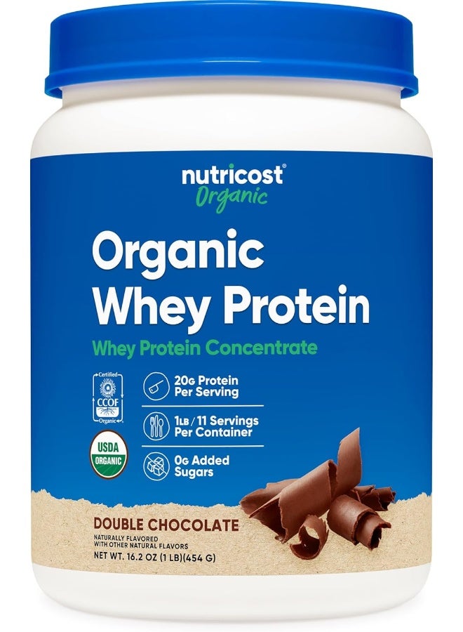 Nutricost Organic Whey Protein Concentrate, Double Chocolate Flavored, (1Lb) - Gluten-Free, Non-Gmo - Image 1