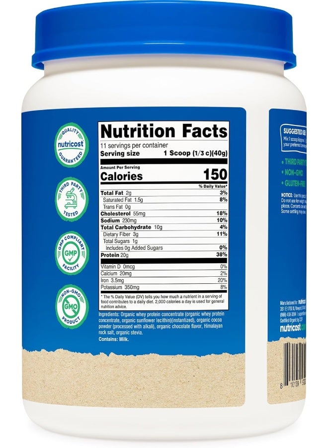 Nutricost Organic Whey Protein Concentrate, Double Chocolate Flavored, (1Lb) - Gluten-Free, Non-Gmo - Image 5