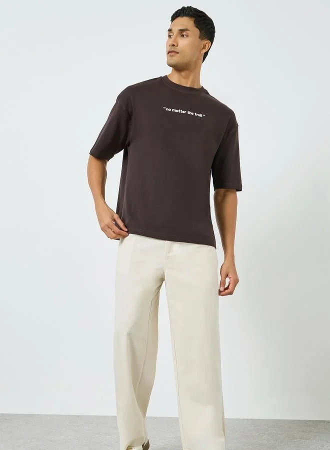Styli Men Oversized Back Slogan Print T-Shirt