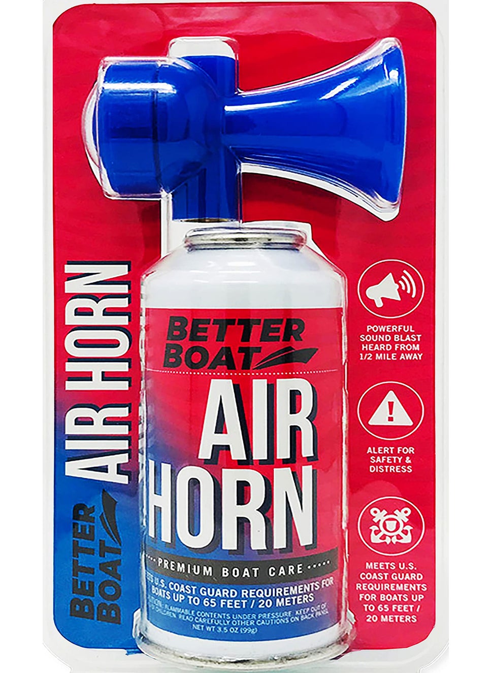Better Boat Marine Safety Air Horn, Very Loud Handheld Fog Horn, Large Compressed Can 3.5oz for Boating and Walking Safety  - Image 1