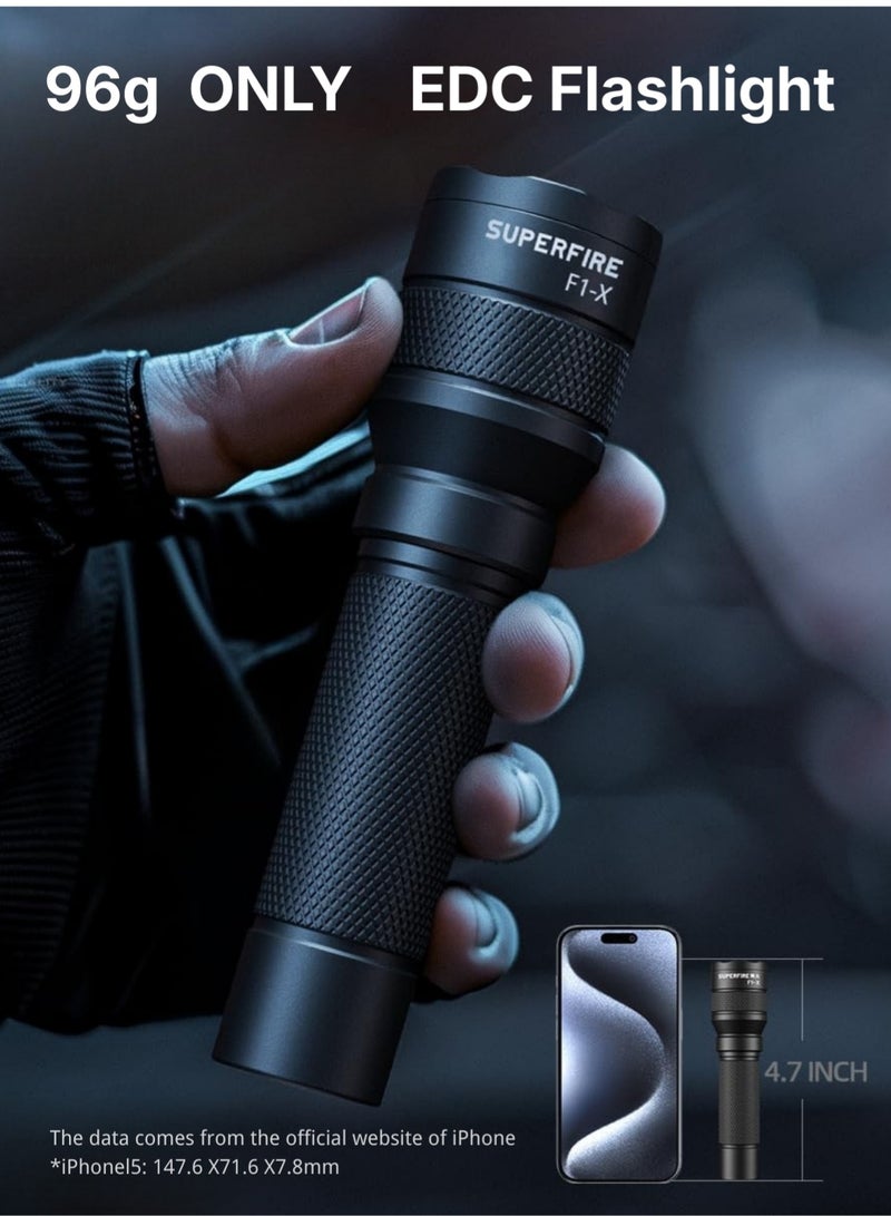 SUPERFIRE Portable Flashlight 125 Lumens, Zoomable Rechargeable Flashlights, 4 Modes, IP43 LED Tactical Flashlight, Flash Light for Camping, Emergency, Hunting, Tool Gifts for Men - Image 4