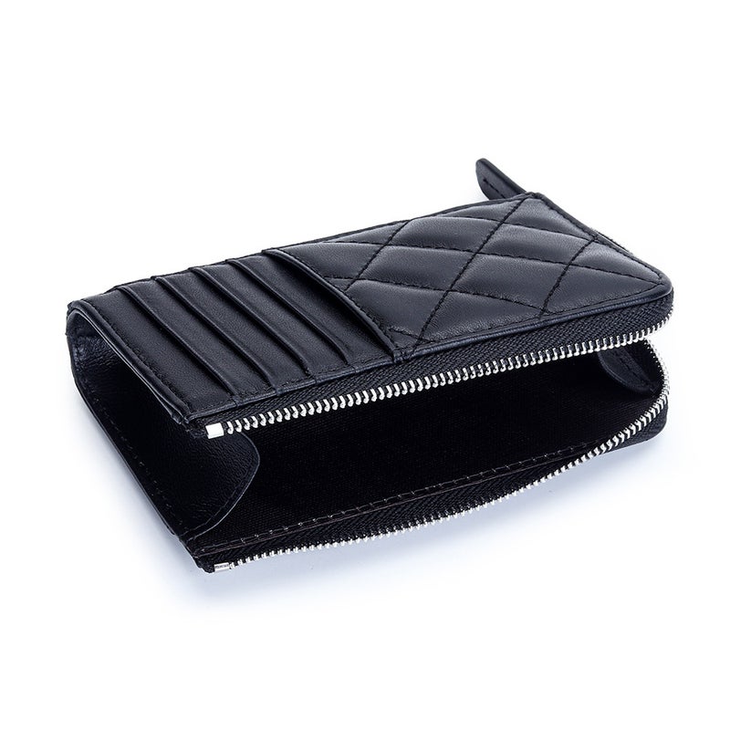 Genuine Leather Women'S Coin Purse New 2025 Fashion Chanel Style Rhombic Short Small Wallet Multi-Card Id Card Bag - Image 4