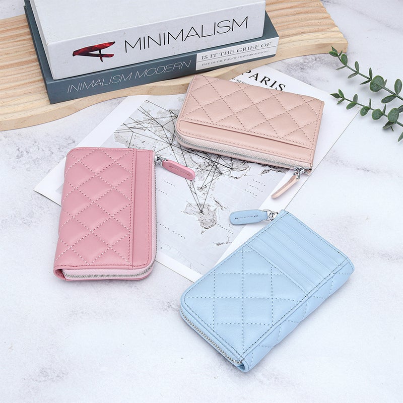 Genuine Leather Women'S Coin Purse New 2025 Fashion Chanel Style Rhombic Short Small Wallet Multi-Card Id Card Bag - Image 3