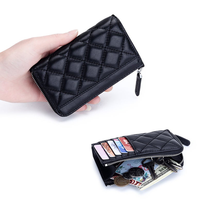 Genuine Leather Women'S Coin Purse New 2025 Fashion Chanel Style Rhombic Short Small Wallet Multi-Card Id Card Bag - Image 2