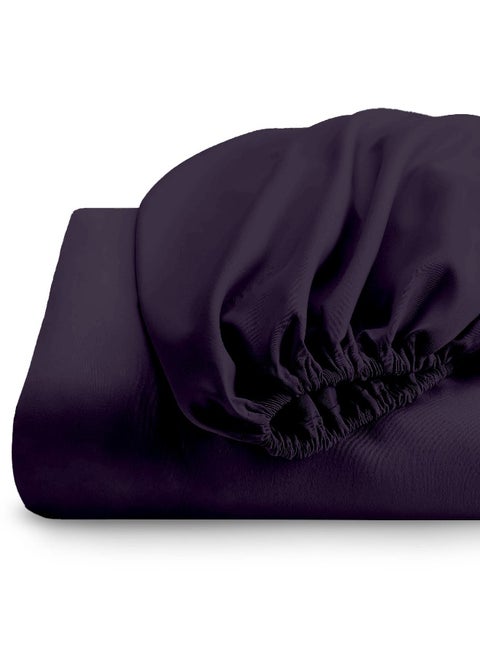 Fitted Bedsheet 200X200+30Cm Breathable Plush Violet Fabric With Deep Pockets Machine Washable For Optimal Protection