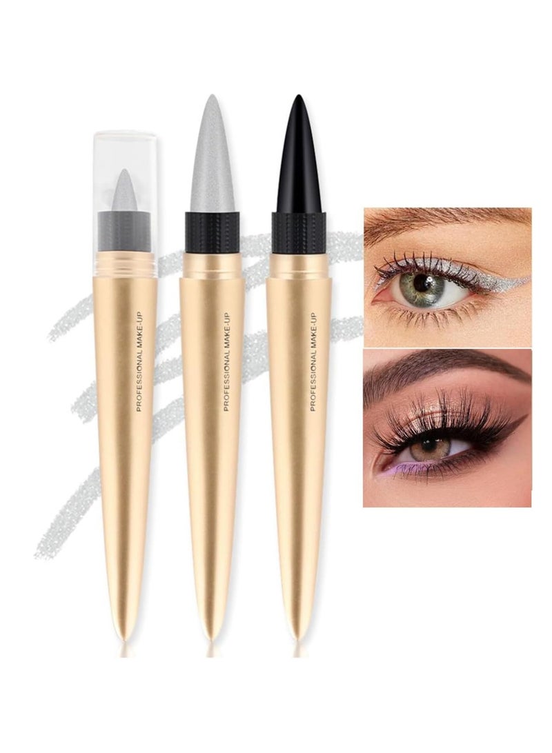 SYOSI Gel Eyeliner Pen Matte Waterproof Gel Eyeliner Pencil Set in Brown and Silver Easy to Use Eye Makeup Kit Long Lasting Sharpenable Eyeliner Pencil 2Pcs  - Image 1