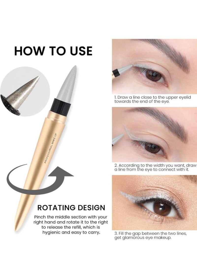 SYOSI Gel Eyeliner Pen Matte Waterproof Gel Eyeliner Pencil Set in Brown and Silver Easy to Use Eye Makeup Kit Long Lasting Sharpenable Eyeliner Pencil 2Pcs  - Image 4
