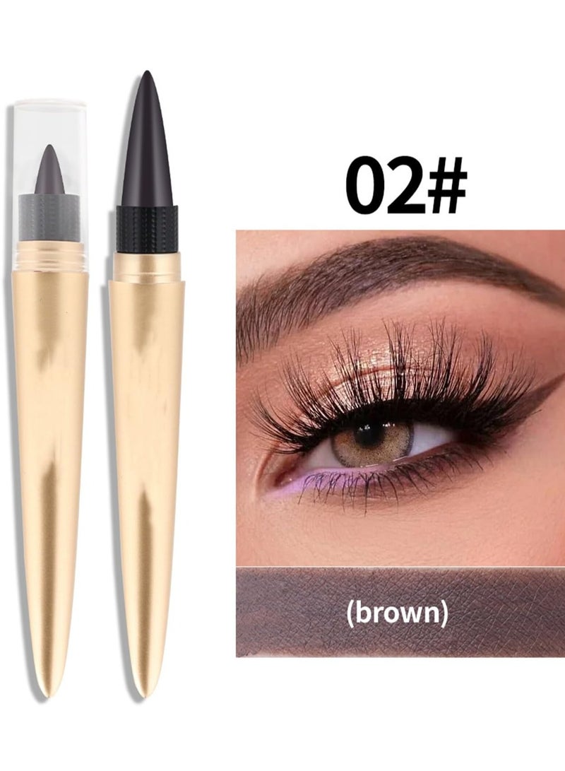 SYOSI Gel Eyeliner Pen Matte Waterproof Gel Eyeliner Pencil Set in Brown and Silver Easy to Use Eye Makeup Kit Long Lasting Sharpenable Eyeliner Pencil 2Pcs  - Image 2