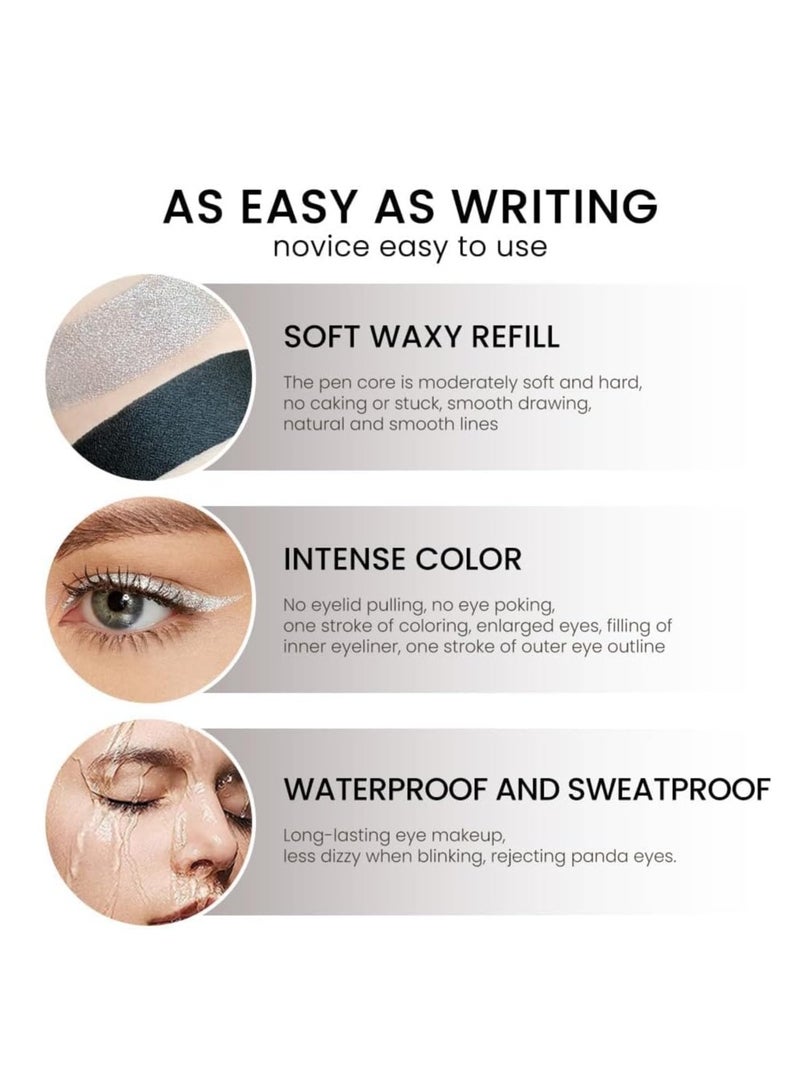 SYOSI Gel Eyeliner Pen Matte Waterproof Gel Eyeliner Pencil Set in Brown and Silver Easy to Use Eye Makeup Kit Long Lasting Sharpenable Eyeliner Pencil 2Pcs  - Image 5