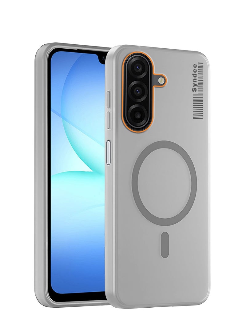 سيندي جراب بحافظة أنيقة لهاتف سامسونج جالكسي A17 5G 2025 سلسلة سندي هجين شفاف مع شحن مغناطيسي وشفت كاميرا مرتفعة (MCMPMN) - رمادي - Image 1