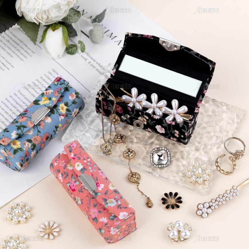 AUEAR, 4 Pack Floral Lipstick Case with Mirror for Purse Travel Holder (Small Flower Pattern) - Image 3