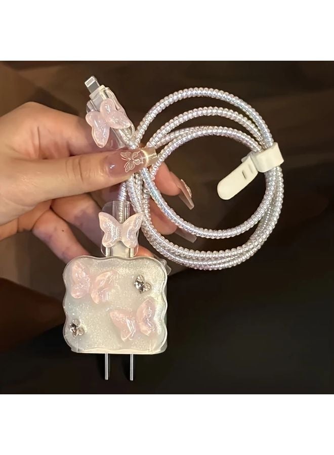 1 مجموعة حالة شاحن فراشة لآيفون 16 برو ماكس 15 14 13 12 11 مع كابل شحن سريع - Image 5