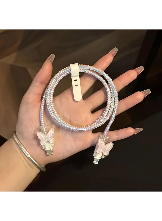 1 مجموعة حالة شاحن فراشة لآيفون 16 برو ماكس 15 14 13 12 11 مع كابل شحن سريع - Image 4