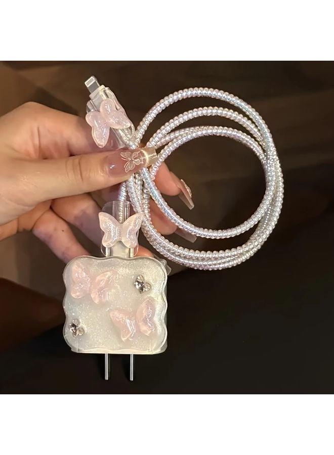 1 مجموعة حالة شاحن فراشة لآيفون 16 برو ماكس 15 14 13 12 11 مع كابل شحن سريع - Image 2