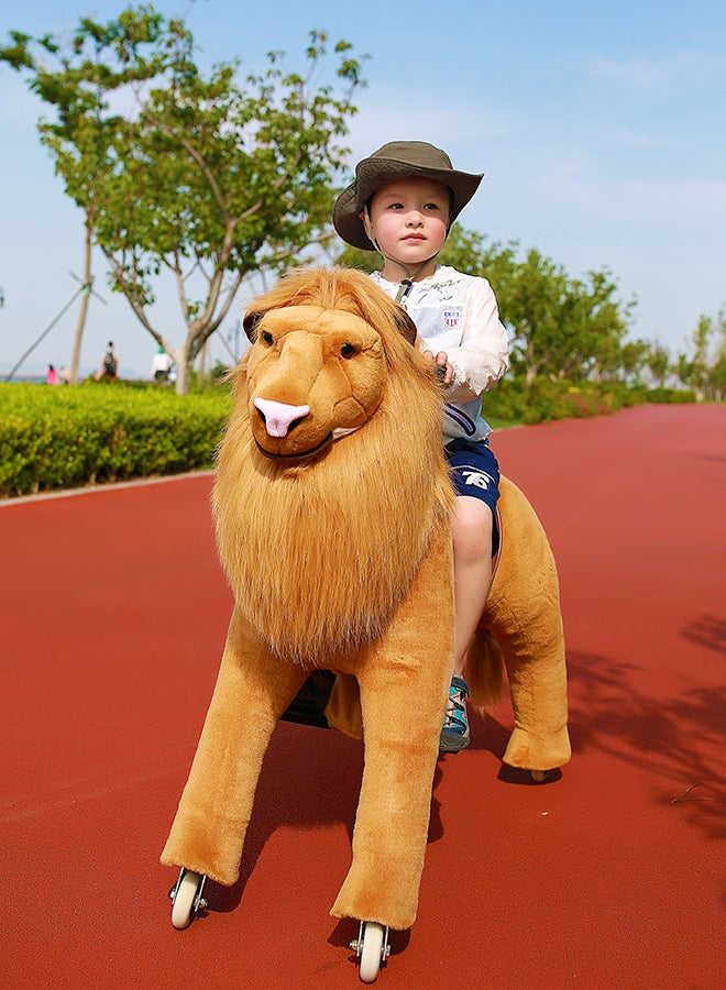 African Lion Pony Rideamal Ride-On Cycle Toy For Kids – Mechanical Plush Ride-On With Handlebar Steering, No Battery, Indoor & Outdoor Use, Age 3+ - Image 5