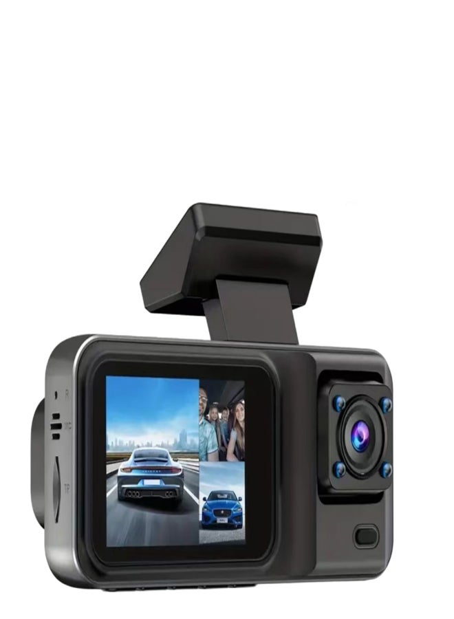 1080P DVR Dash Camera Front & Inside & Rear Camera Driving Recorder with 2 Inch IPS Screen 170° Wide Angle Support Clear Night-Vision Collision Locking Loop Recording - Image 1
