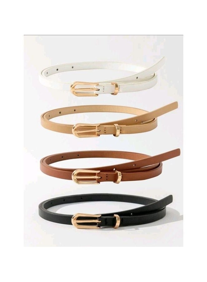SHEIN 4pcs Women's Thin Gold-Tone Buckle Belt Set - Image 1
