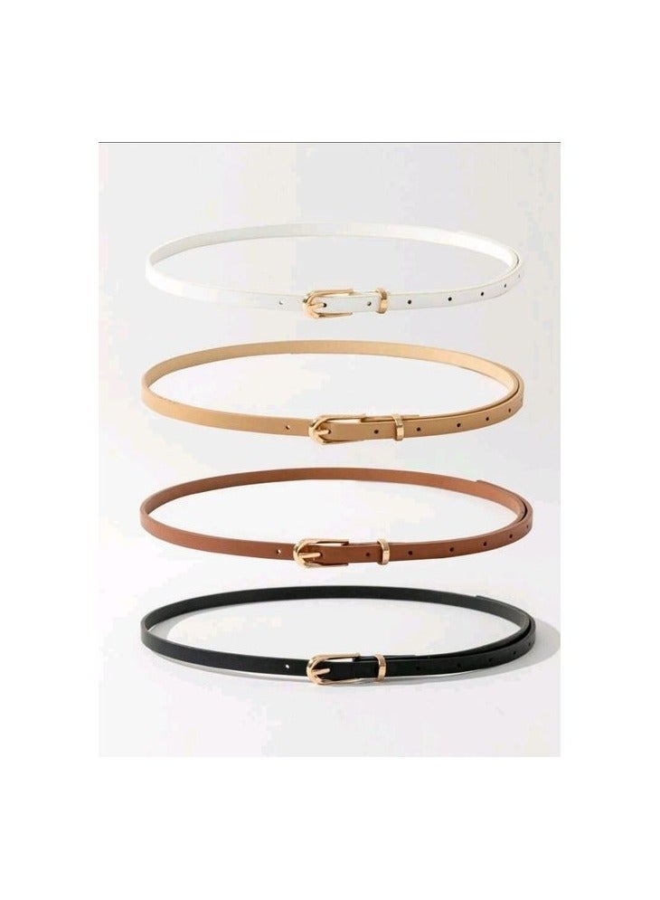 SHEIN 4pcs Women's Thin Gold-Tone Buckle Belt Set - Image 2