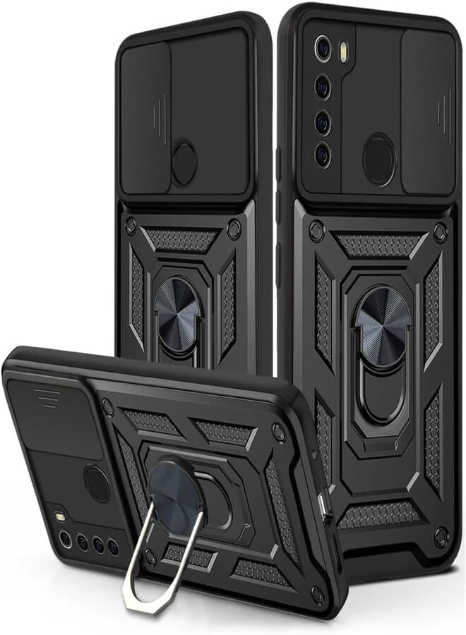 UNBLACK UNBLACK Case Cover Shock resistant Sliding CamShield TPU + PC Compatible with Redmi Note 8 Only (Black)