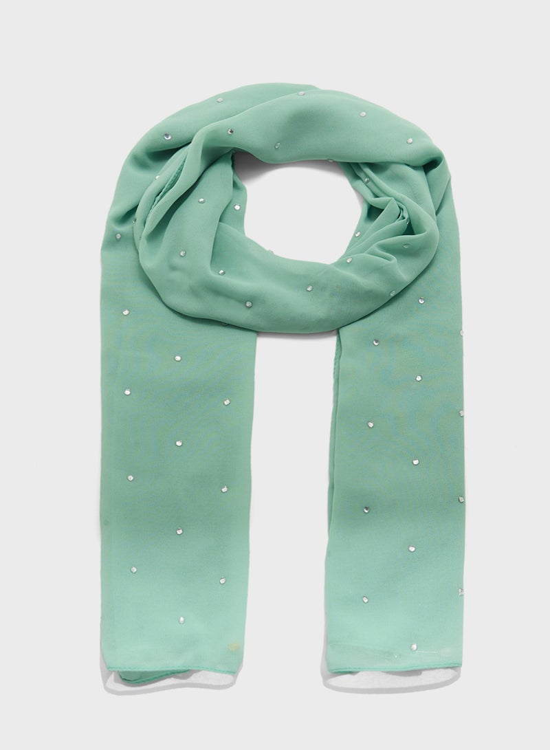 Khizana Embellished Floral Detail Long Hijab Scarf  - Image 1