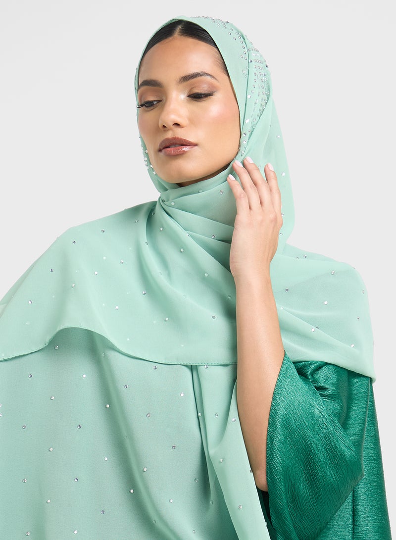Khizana Embellished Floral Detail Long Hijab Scarf  - Image 3