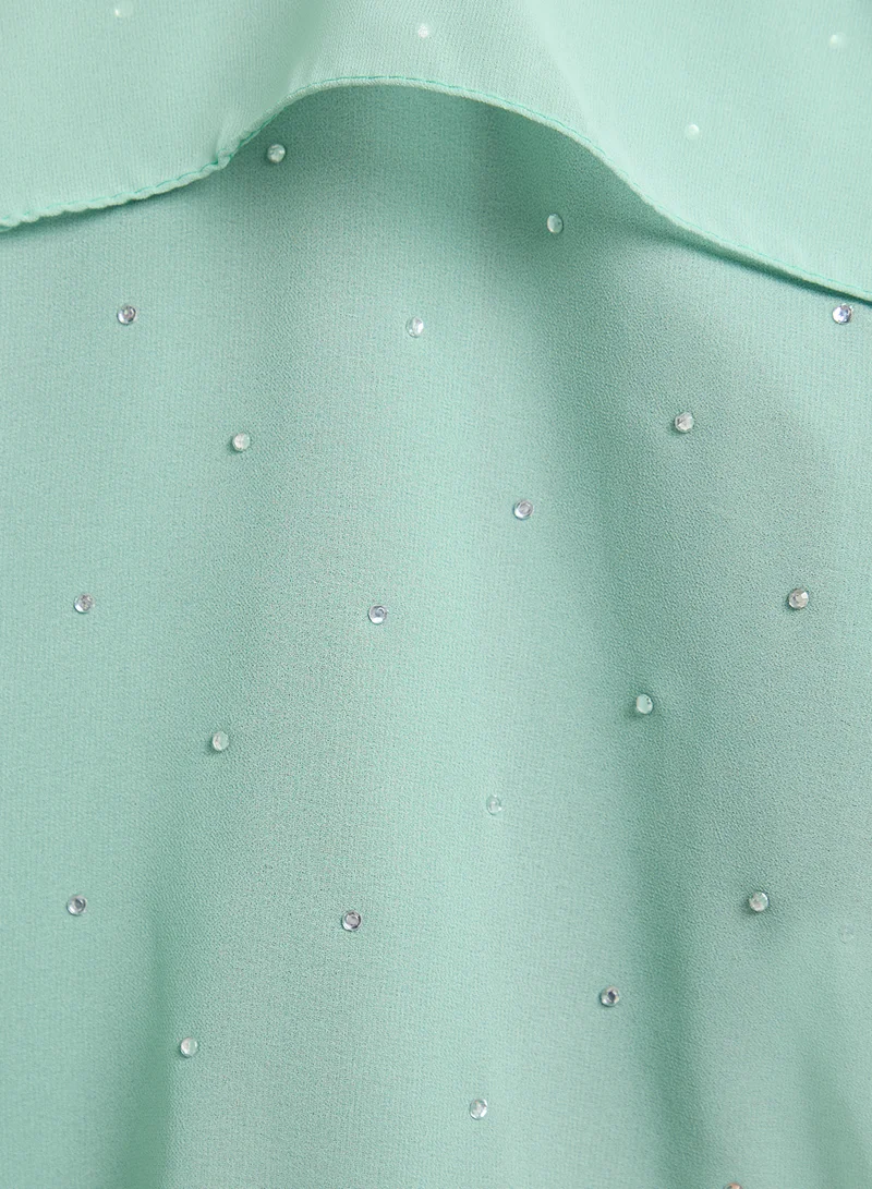 Khizana Embellished Floral Detail Long Hijab Scarf