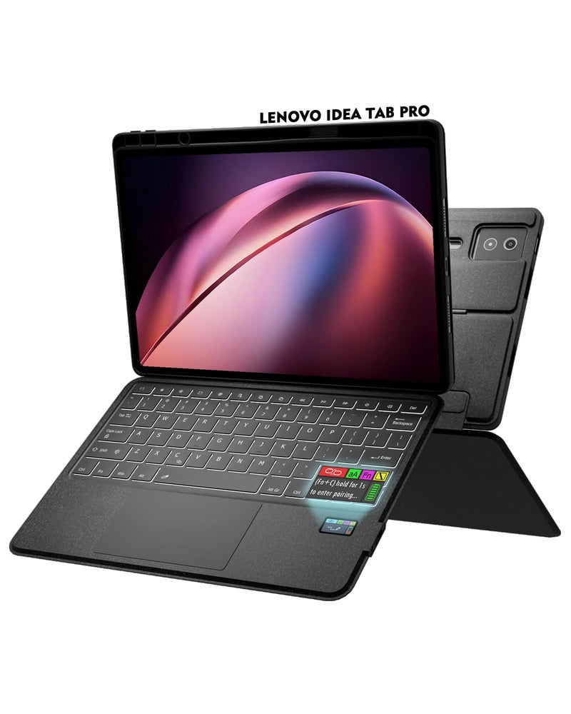 Doohoeek New Keyboard Folio w/Status Screen for Lenovo Idea Tab Pro 12.7" 2025, Idea Tab Pro 12.7 Inch Keyboard Bluetooth with Trackpad & Any-Angle Stand & Backlit Keyboard - Image 1