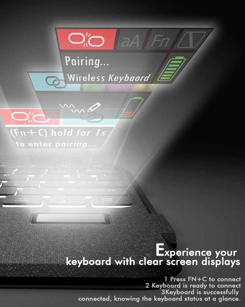 Doohoeek New Keyboard Folio w/Status Screen for Lenovo Idea Tab Pro 12.7" 2025, Idea Tab Pro 12.7 Inch Keyboard Bluetooth with Trackpad & Any-Angle Stand & Backlit Keyboard - Image 3