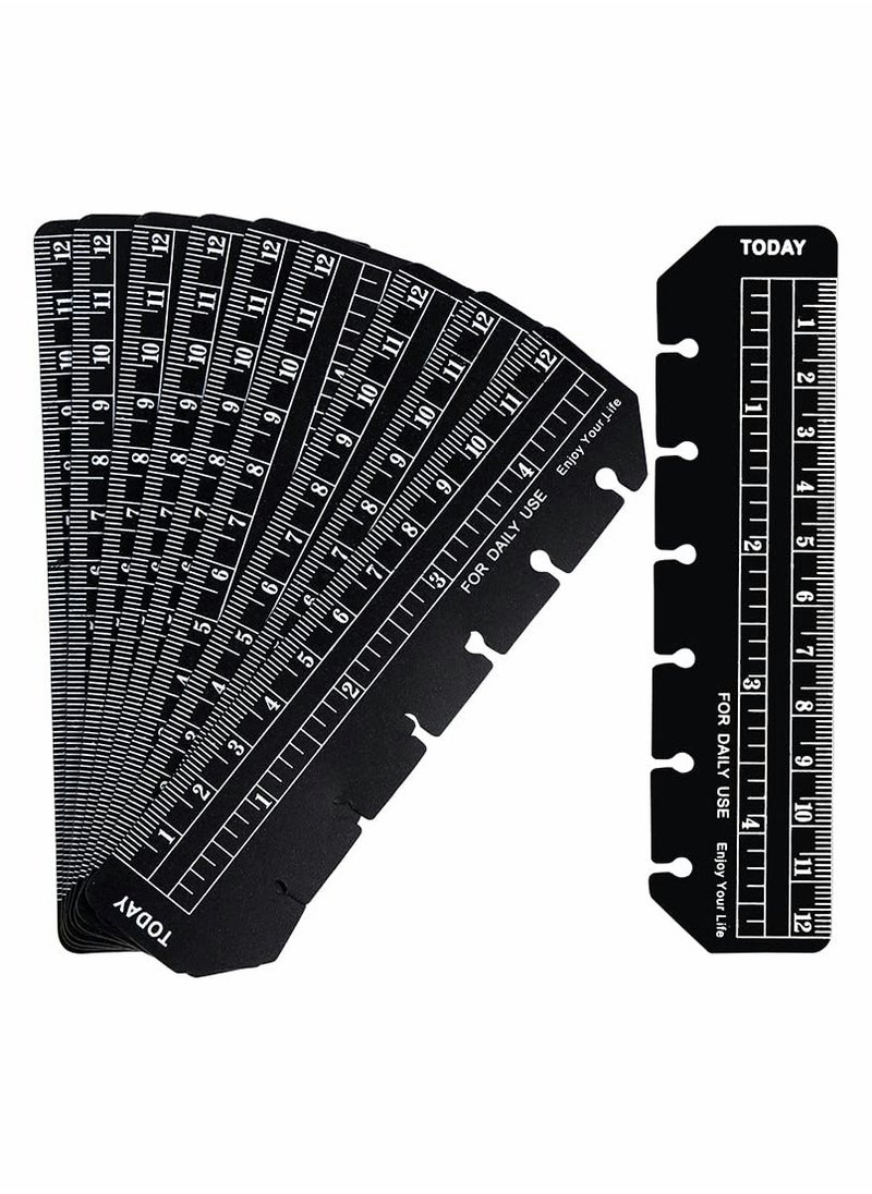 Excefore Black Ruler Bookmark Plastic Binder Divider A6 Straight Ruler Page Markers Today Planner Page Finders for A6 6 Ring Notebook Binder Refillable Journal 10 Pack  - Image 1
